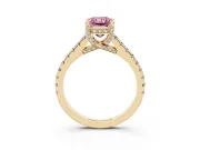 Radiant Cut Hidden Halo Pave Engagement Ring Setting for a Fancy Pink Lab-Grown Diamond | Claw Prongs | Yellow Gold