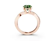 Fancy Green Round Cut Diamond Twist Band Solitaire Set in Rose gold with Pavé Accents and Prong Setting