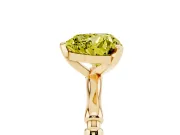 Fancy Yellow Heart Cut Diamond Solitaire Ring Set in Yellow gold with Bamboo Band and Prong Setting