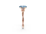 Fancy Blue Oval Cut Diamond Solitaire Ring Set in Rose gold with Twisted Band and Bead Prong Setting