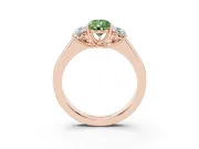Pear-Shaped 3 Stone Engagement Ring Setting for a Fancy Green Lab-Grown Diamond | Rose Gold