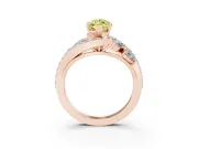 Fancy Yellow Marquise Cut Diamond Halo Ring Set in Rose gold with Marquise and Pavé Band in Prong Setting