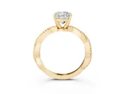 Cushion Cut Twisted Solitaire Engagement Ring Setting | Beaded Twist Band | Yellow Gold