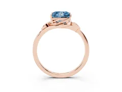 Fancy Blue Princess Cut Diamond Solitaire Ring Set in Rose gold with Polished Twist Band
