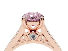 Fancy Pink Oval Cut Diamond Channel Set Solitaire Engagement Ring Set in Rose gold with Prong Setting