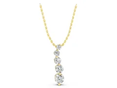 Graduated Round Diamond Pendant Set in Yellow gold with Five Prong-Set Stones