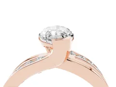 Marquise Cut Diamond Solitaire Ring Set in Rose gold with Channel Set Split Shank and Tension Prongs