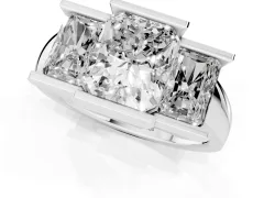 Radiant Cut Diamond Three-Stone Channel Set Ring Set in Platinum with Smooth Polished Band