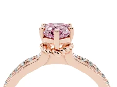 Fancy Pink Pear Cut Diamond Solitaire Ring Set in Rose gold with Channel Set Band and Prong Setting