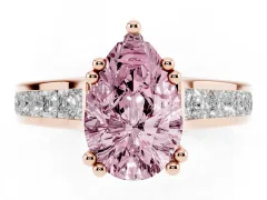 Fancy Pink Pear Cut Diamond Channel Set Solitaire Engagement Ring Set in Rose gold with Prong Setting