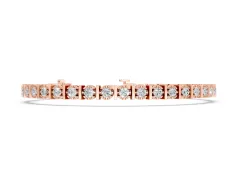 Round Diamond Channel Set Tennis Bracelet Set in Rose gold with Prong Setting