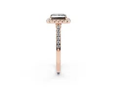 Fancy Black Princess Cut Diamond Halo Pavé Engagement Ring Set in Rose gold with Prong Setting