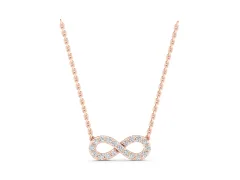 Infinity Pendant Set in Rose gold with Round Diamond Pavé Loop