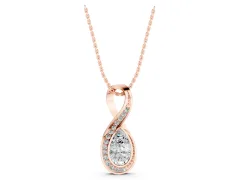 Pavé Pear Pendant Set in Rose gold with Prong Setting and Infinity Loop