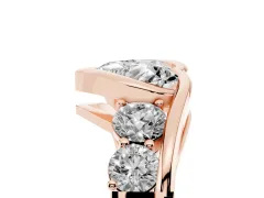 Heart Cut Diamond Bezel Bypass Ring Set in Rose gold with Round Accents