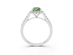 Fancy Green Pear Cut Diamond Halo Pavé Engagement Ring Set in Platinum with Prong Setting
