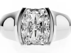 Radiant Cut Diamond Bezel Solitaire Ring Set in Platinum with Wide Band