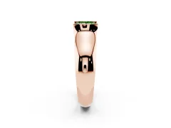 Fancy Green Princess Cut Diamond Bezel Solitaire Ring Set in Rose gold with Wide Band