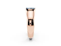 Fancy Blue Radiant Cut Diamond Bezel Solitaire Ring Set in Rose gold with Wide Band