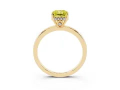 Fancy Yellow Radiant Cut Diamond Solitaire Ring Set in Yellow gold with Plain Band and Prong Setting