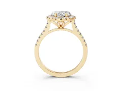 Heart Cut Diamond Cushion Halo Ring Set in Yellow gold with Pavé Band