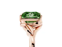 Fancy Green Princess Cut Diamond Solitaire Ring Set in Rose gold with Polished Twist Band