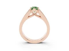 Fancy Green Marquise Cut Diamond Solitaire Ring Set in Rose gold with Channel-Set Accent Stones and Prong Setting