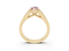 Fancy Pink Marquise Cut Diamond Solitaire Ring Set in Yellow gold with Channel-Set Accent Stones and Prong Setting