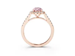 Fancy Pink Pear Cut Diamond Halo Pavé Engagement Ring Set in Rose gold with Prong Setting