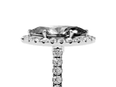 Fancy Black Marquise Cut Diamond Halo Pavé Engagement Ring Set in Silver with Prong Setting