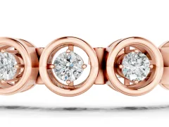 Round Diamond Bezel Tennis Bracelet Set in Rose gold with Open Circle Band