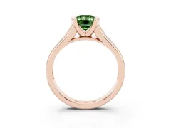 Fancy Green Emerald Cut Diamond Bezel-Set Solitaire Ring Set in Rose gold with Channel-Set Band