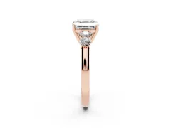 Asscher Cut Diamond Five-Stone Prong Set Band Ring Set in Rose gold with Polished Band
