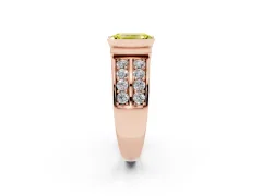 Fancy Yellow Emerald Cut Diamond Wide Channel Set Band Ring Set in Rose gold with Bezel Setting