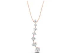 Princess Cut Diamond Graduated Pendant Set in Rose gold with Four-Prong Stones