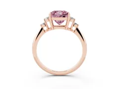 Fancy Pink Princess Cut Diamond Cluster Ring Set in Rose gold with Plain Band and Prong Setting