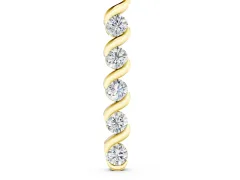 Round Diamond Spiral Twist Pendant Set in Yellow gold with Five Prong-Set Stones