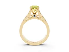 Fancy Yellow Oval Cut Diamond Channel Set Solitaire Engagement Ring Set in Yellow gold with Prong Setting