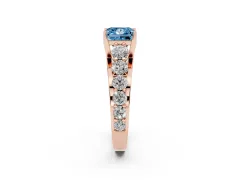 Fancy Blue Princess Cut Diamond Pavé Engagement Ring Set in Rose gold with Prong Setting