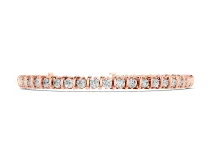 Round Diamond Spiral Tennis Bracelet Set in Rose gold with Prong Setting