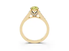 Fancy Yellow Marquise Cut Diamond Solitaire Pavé Engagement Ring Set in Yellow gold with Prong Setting