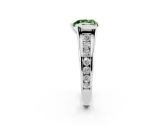 Fancy Green Heart Cut Diamond Bezel-Set Solitaire Ring Set in Silver with Channel-Set Band