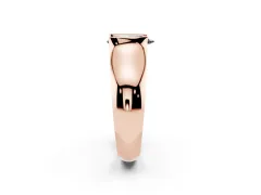 Fancy Black Pear Cut Diamond Bezel Solitaire Ring Set in Rose gold with Wide Band
