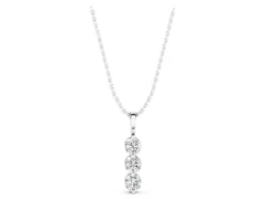Three-Stone Round Diamond Drop Pendant Set in Silver with Four-Prong Setting