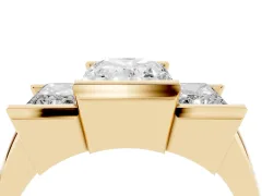 Radiant Cut Diamond Three-Stone Channel Set Ring Set in Yellow gold with Smooth Polished Band