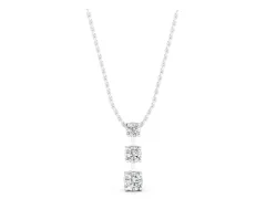 Round Diamond Triple Bar Pendant Set in Silver with Four-Prong Setting