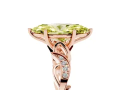 Fancy Yellow Marquise Cut Diamond Vine Band Solitaire Ring Set in Rose gold with Milgrain Prong Setting
