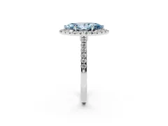 Fancy Blue Marquise Cut Diamond Halo Pavé Engagement Ring Set in White gold with Prong Setting