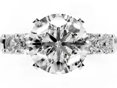 Round Cut Diamond Five-Stone Prong Set Engagement Ring Set in Silver with Channel Band