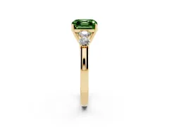 Fancy Green Asscher Cut Diamond Five-Stone Prong Set Band Ring Set in Yellow gold with Polished Band
